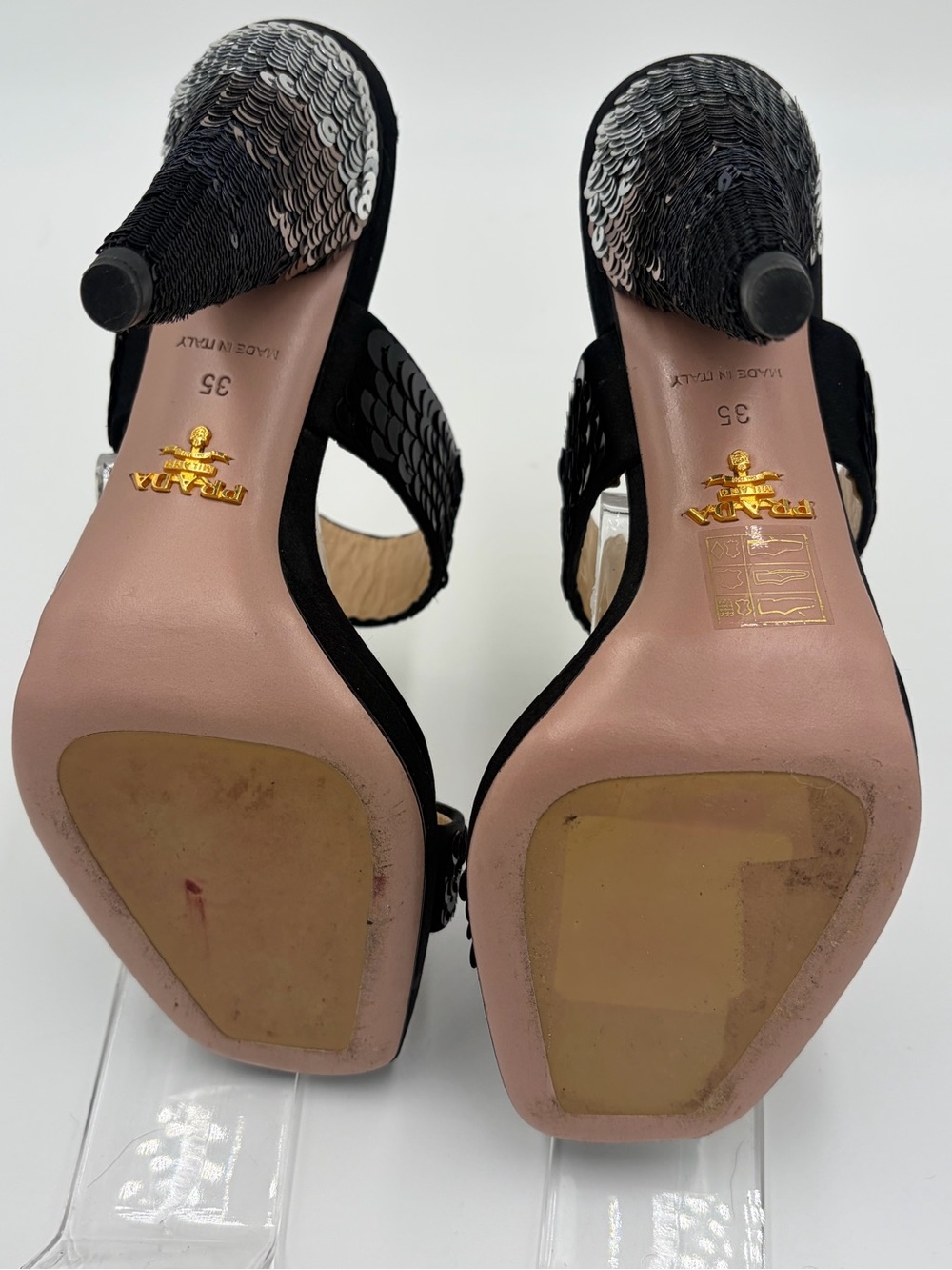 Prada Runway sequin Heels Sandals Slingback Mules 90s Size 35 US 5 New - Picture 10 of 16